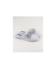 Ladies Room Slippers with Fabric Flowers