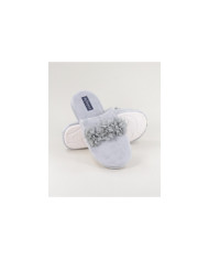 Chinelos de Quarto de Senhora com Flores em Tecido