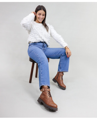 Botas Camel Militares Ginova Femininas em Pele
