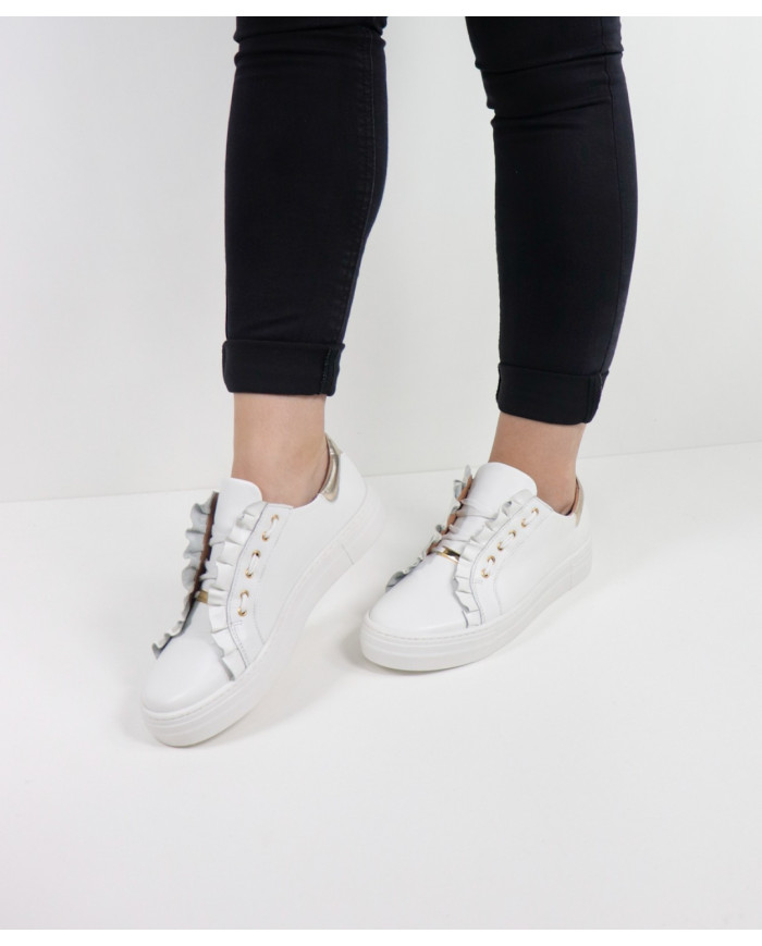 Women's Ginova White Trainers with Folhos