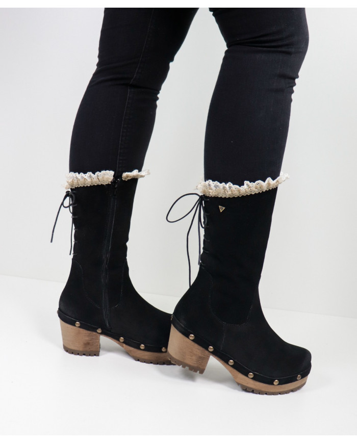 Women's Black Boots Ginova with Cords