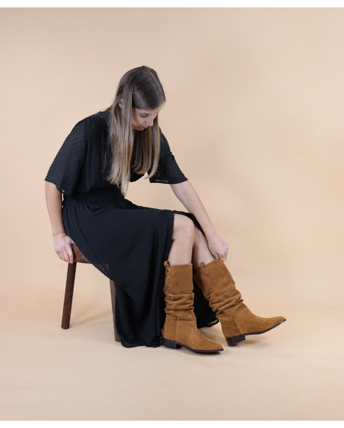 Botas Camel Rasas Ginova de Cano Alto