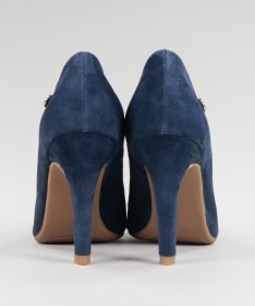 Stilettos Azuis de Senhora Ginova em Camurça