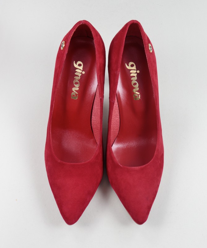 Stilettos Vermelhos de Senhora Ginova em Camurça