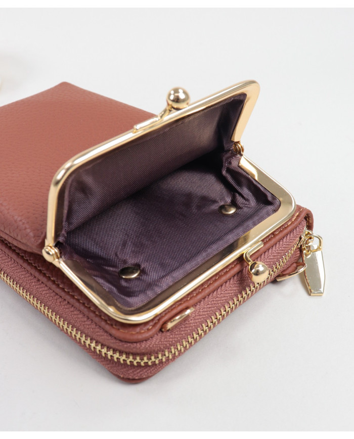 Women's Camel Wallet with Mobile Split