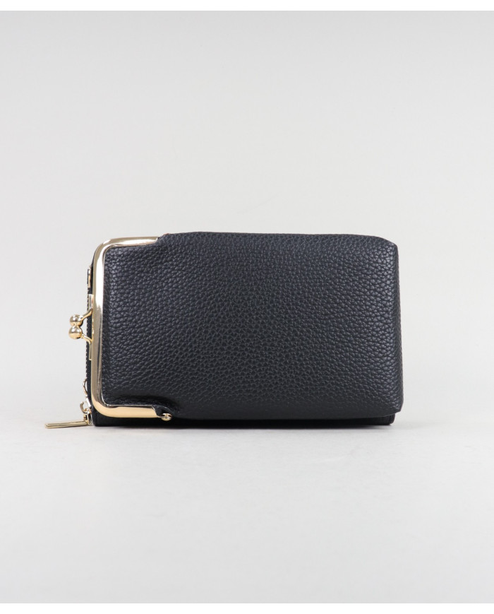 Women's Black Wallet with Mobile Split