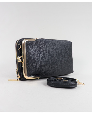 Women's Black Wallet with Mobile Split