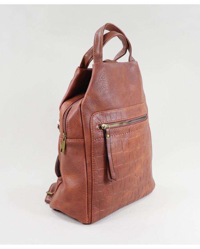 Damas Camel Mochila con cierre frontal