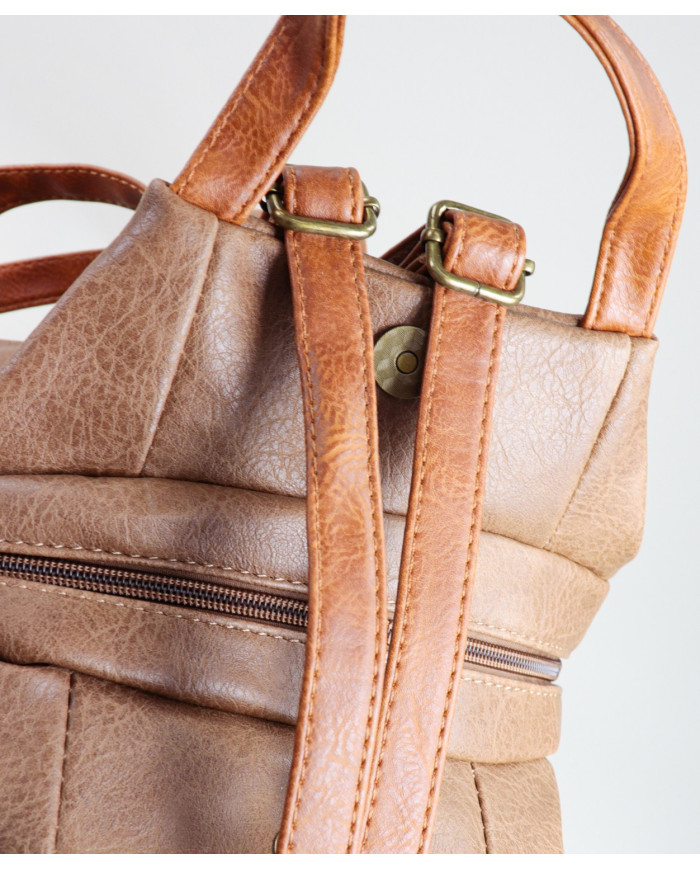 Mochila de mujer Taupe con cierre frontal