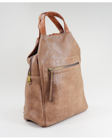 Mochila de mujer Taupe con cierre frontal