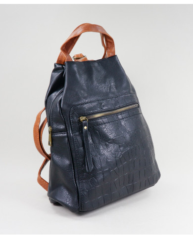 Women's Black Backpack with Front Clasp