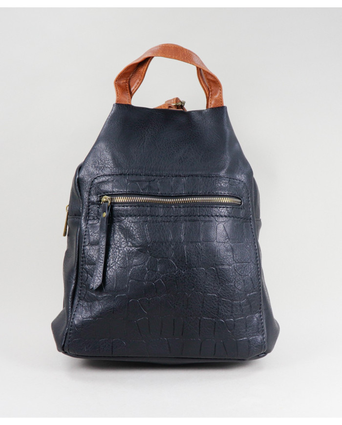 Mochila Preta de Senhora com Fecho Frontal