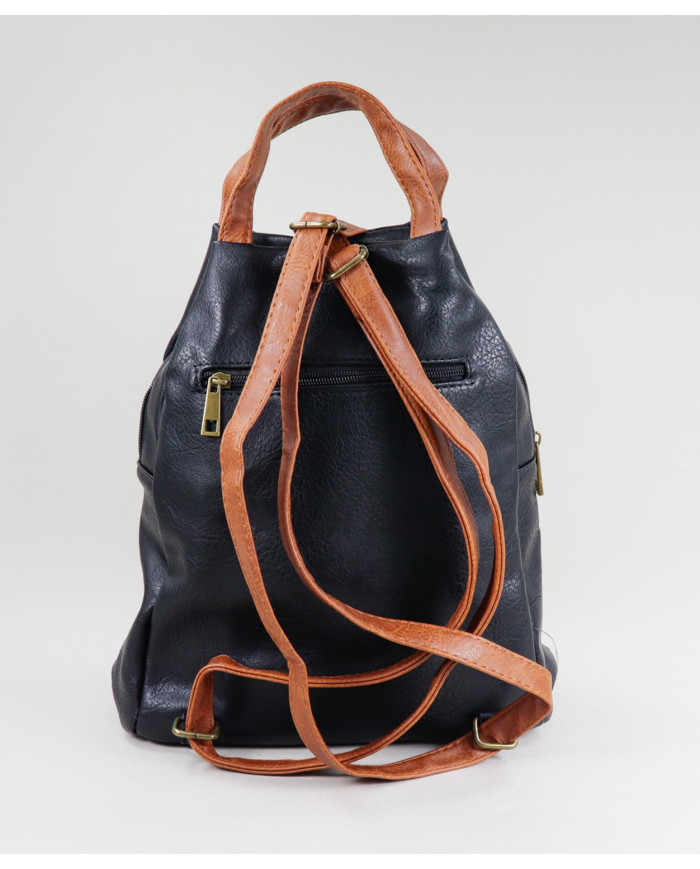 Women's Black Backpack with Front Clasp