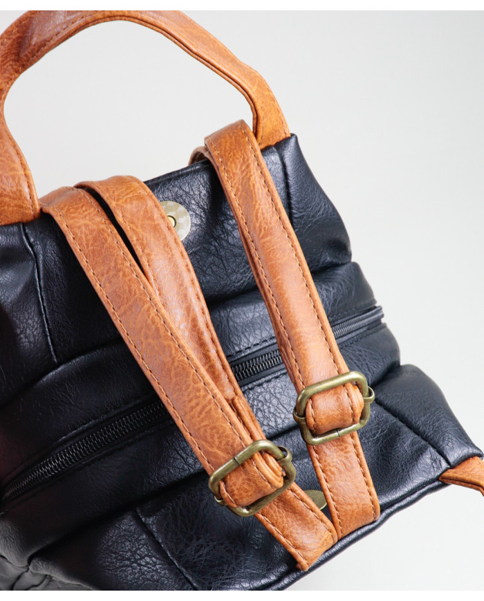 Mochila Preta de Senhora com Fecho Frontal