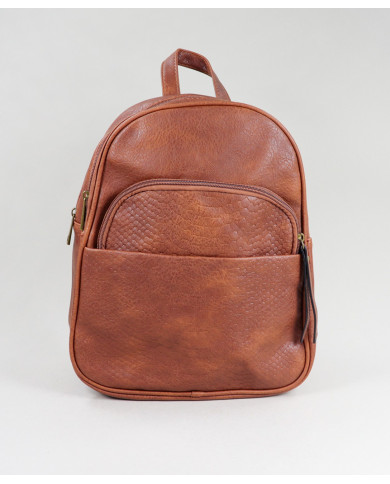 Damas Taupe Mochila con bolsa frontal