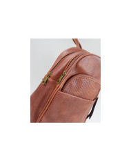 Damas Taupe Mochila con bolsa frontal