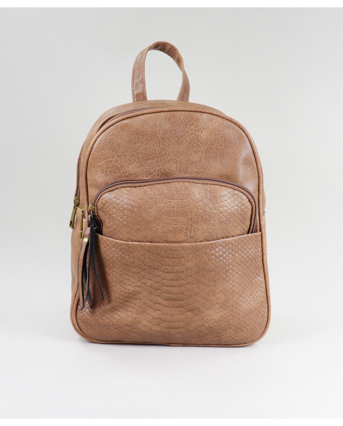 Ladies Taupe Backpack with Front Bag