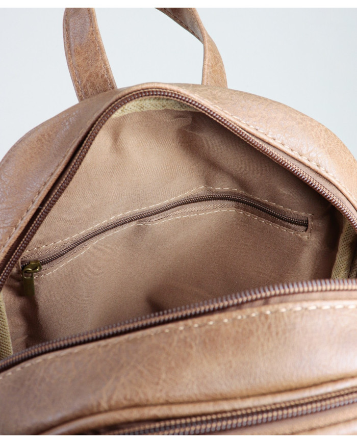 Ladies Taupe Backpack with Front Bag