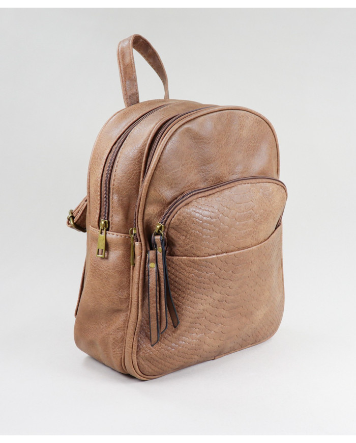 Ladies Taupe Backpack with Front Bag