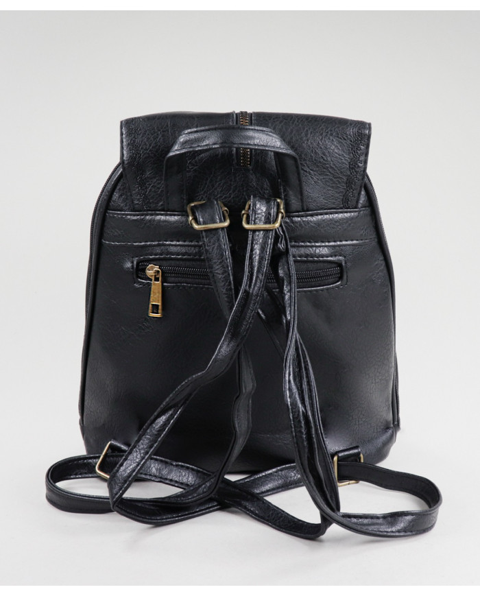 Women's Black Backpack with Embroidery Detail
