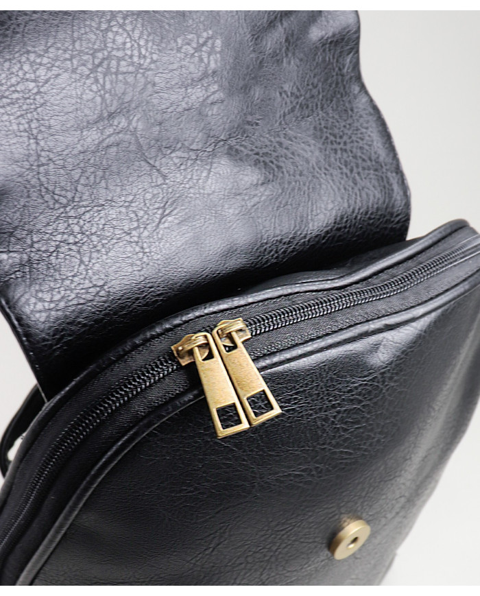 Women's Black Backpack with Embroidery Detail