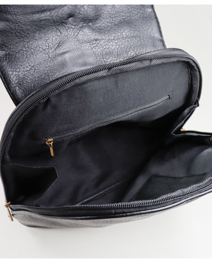 Women's Black Backpack with Embroidery Detail