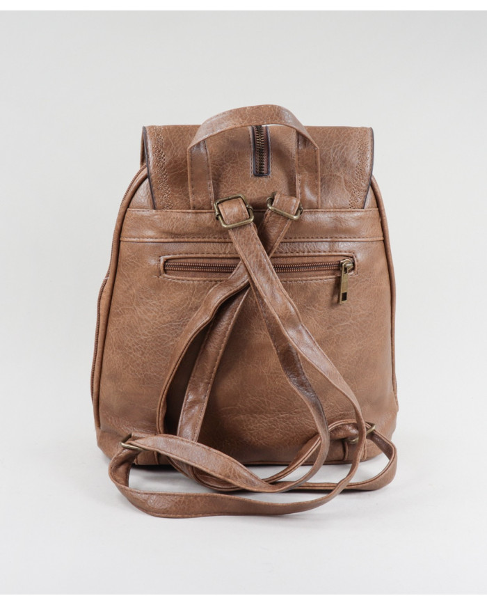 Mochila de mujer Taupe con cola de bordado