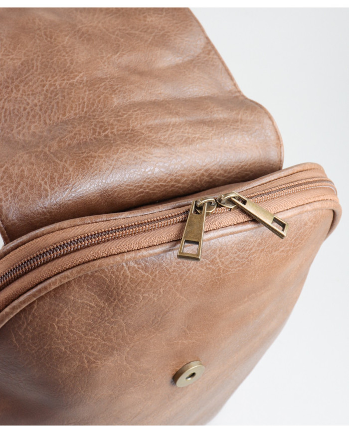 Women's Taupe Backpack with Embroidery Detail