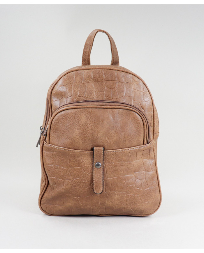 Mochila Taupe de Senhora com Bolso Frontal