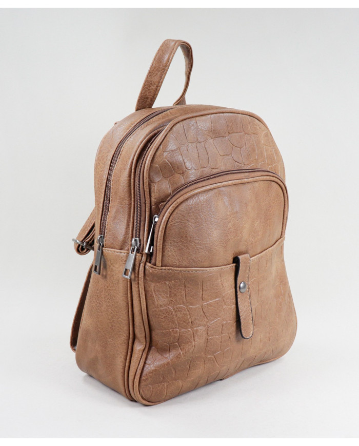 Mochila Taupe de Senhora com Bolso Frontal