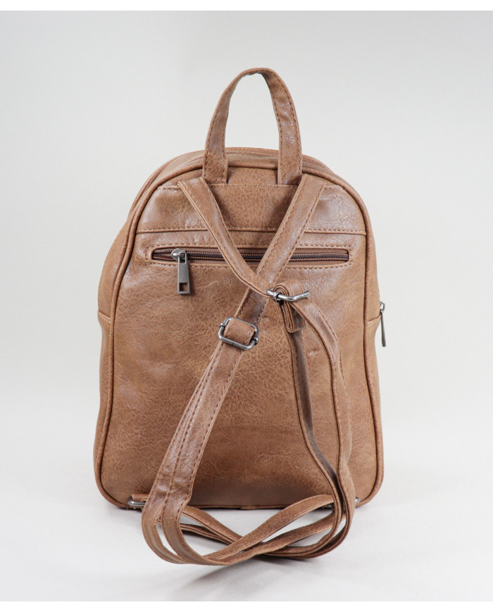 Mochila Taupe de Senhora com Bolso Frontal