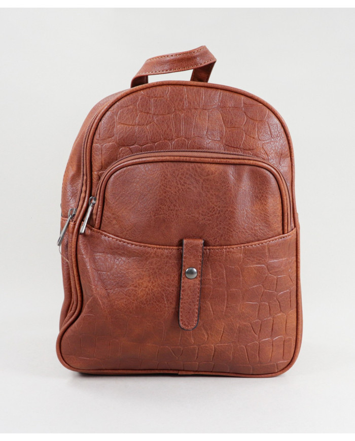 Damas Camel Mochila con bolsillo frontal