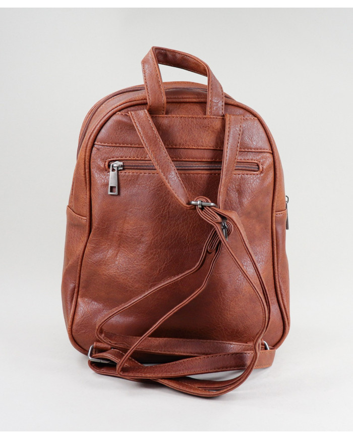 Damas Camel Mochila con bolsillo frontal