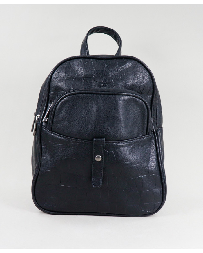 Damas Negro mochila con bolsillo frontal