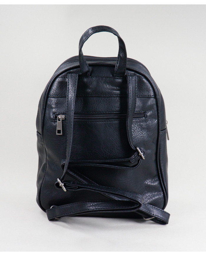 Mochila Preta de Senhora com Bolso Frontal