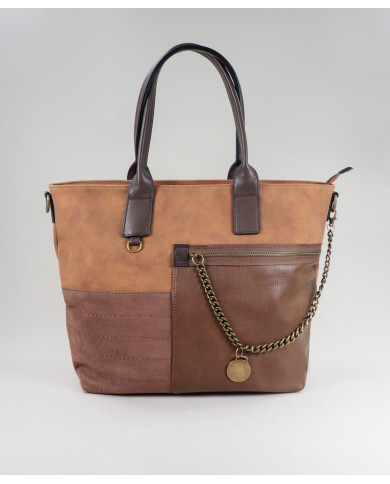 Camel Lady Shopper Bag with Chain