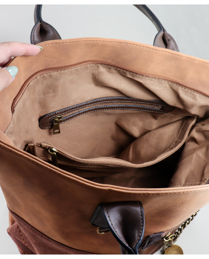 Mala Camel de Senhora Shopper com Corrente