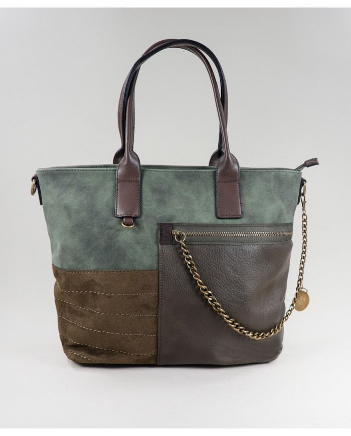 Mala Verde de Senhora Shopper com Corrente