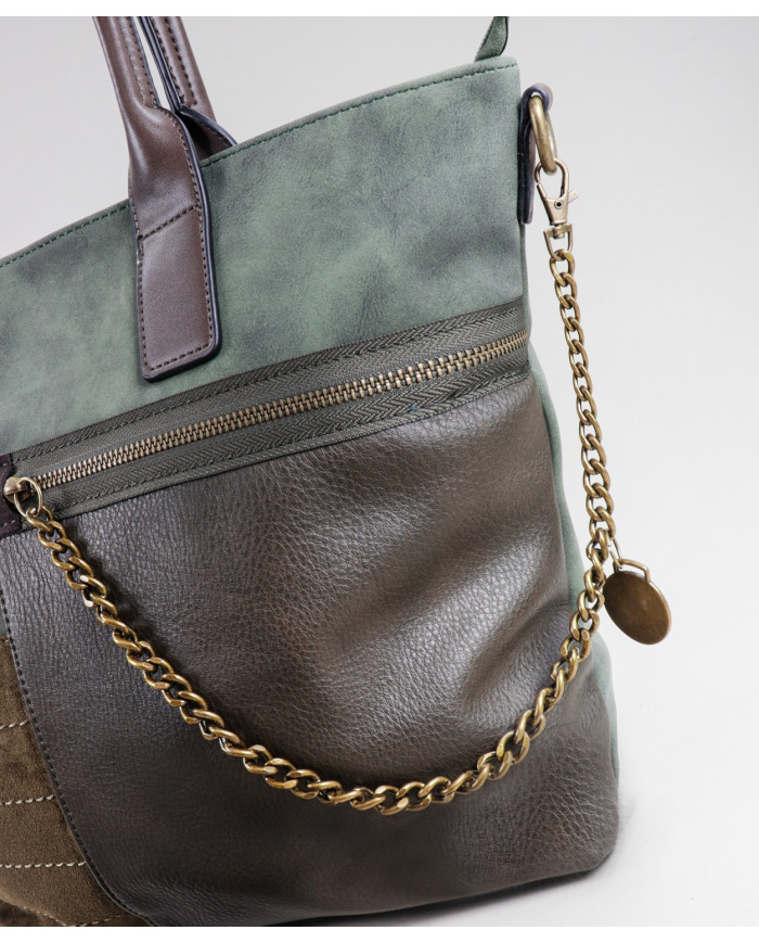 Mala Verde de Senhora Shopper com Corrente