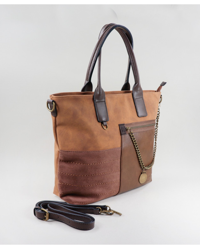 Camel Lady Shopper Bag with Chain