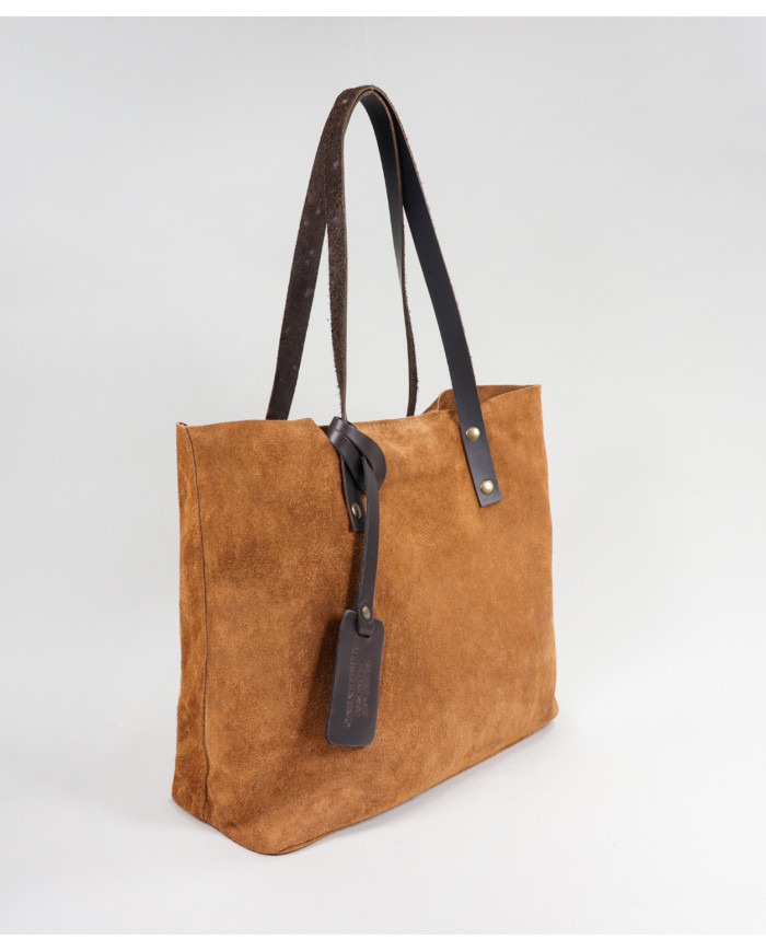 Mala Camel de Senhora Shopper em Pele