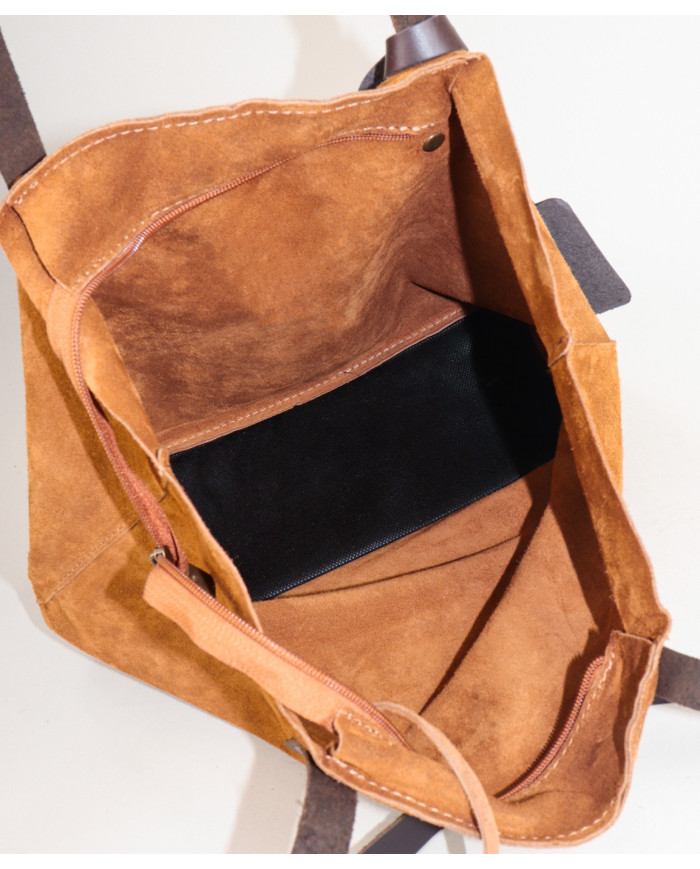 Mala Camel de Senhora Shopper em Pele