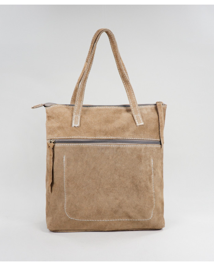 Mochila Taupe de Senhora em Pele