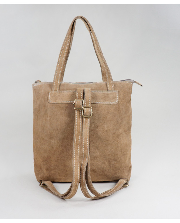 Mochila Taupe de Senhora em Pele