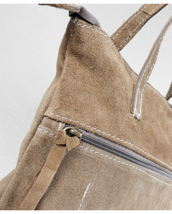 Mochila Taupe de Senhora em Pele