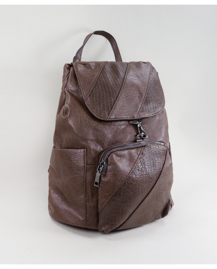 Mochila Castanha de Senhora com Bolso na Frente