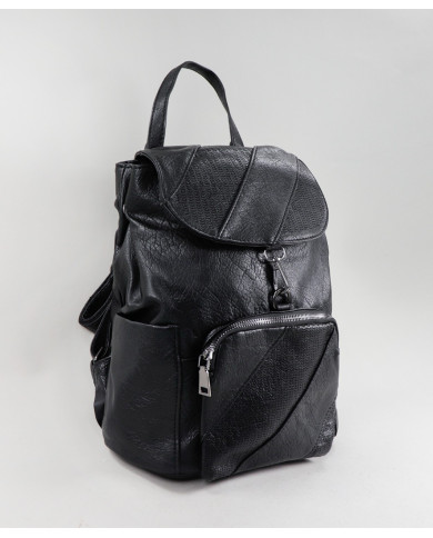 Ladies Black Backpack with Pocket on Front