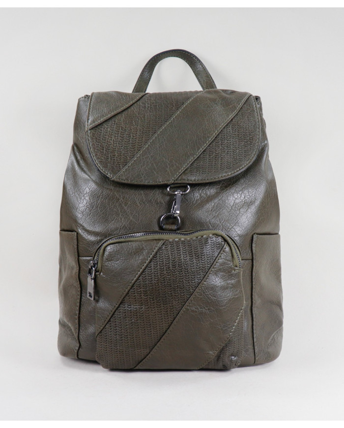 Mochila Verde de Senhora com Bolso na Frente