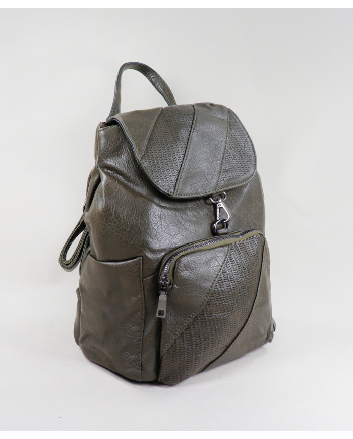 Mochila Verde de Senhora com Bolso na Frente