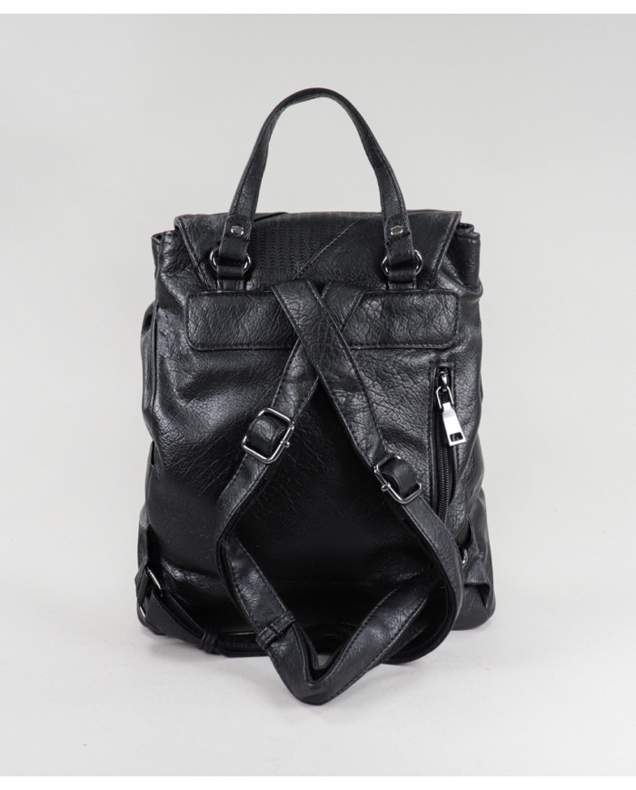 Damas Black Backpack con bolsillo en frente